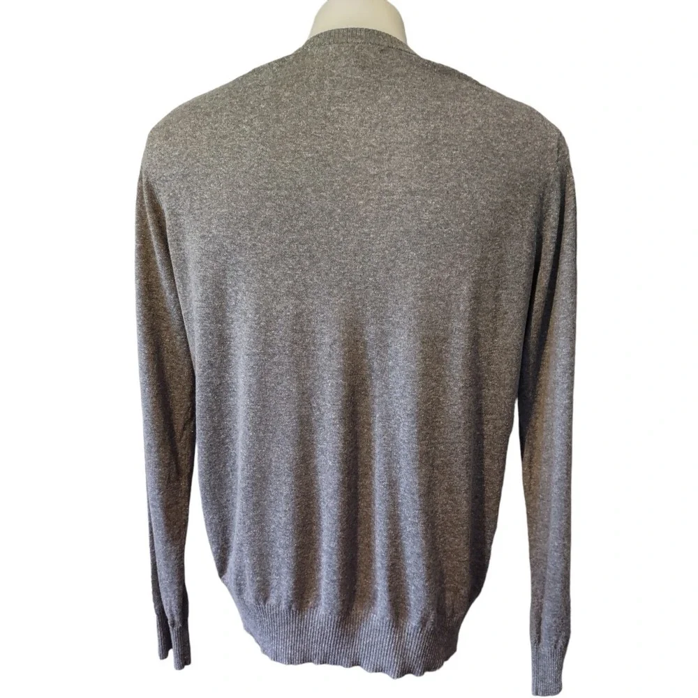 Banana Republic Sweater Men's L Silk Linen V-Neck Charcoal Gray Heather Classic